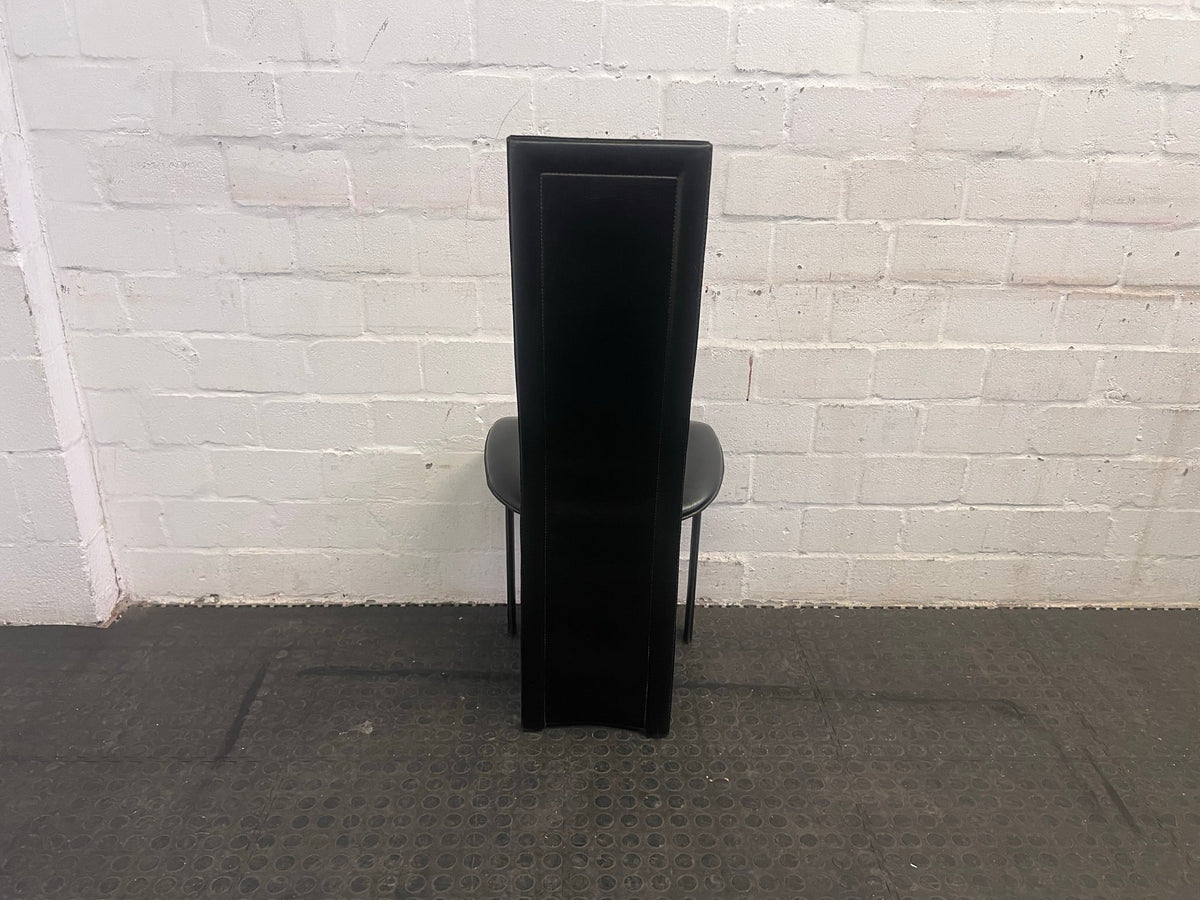 Black Pleather Dining Chair with Rounded Seat - PRICE DROP