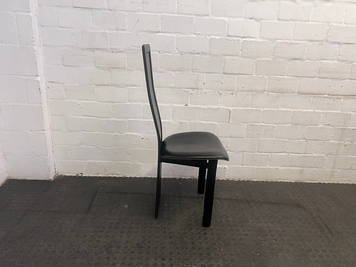 Black Pleather Dining Chair with Rounded Seat - PRICE DROP