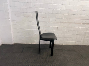 Black Pleather Dining Chair with Rounded Seat