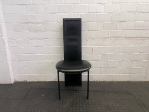 Black Pleather Dining Chair with Rounded Seat