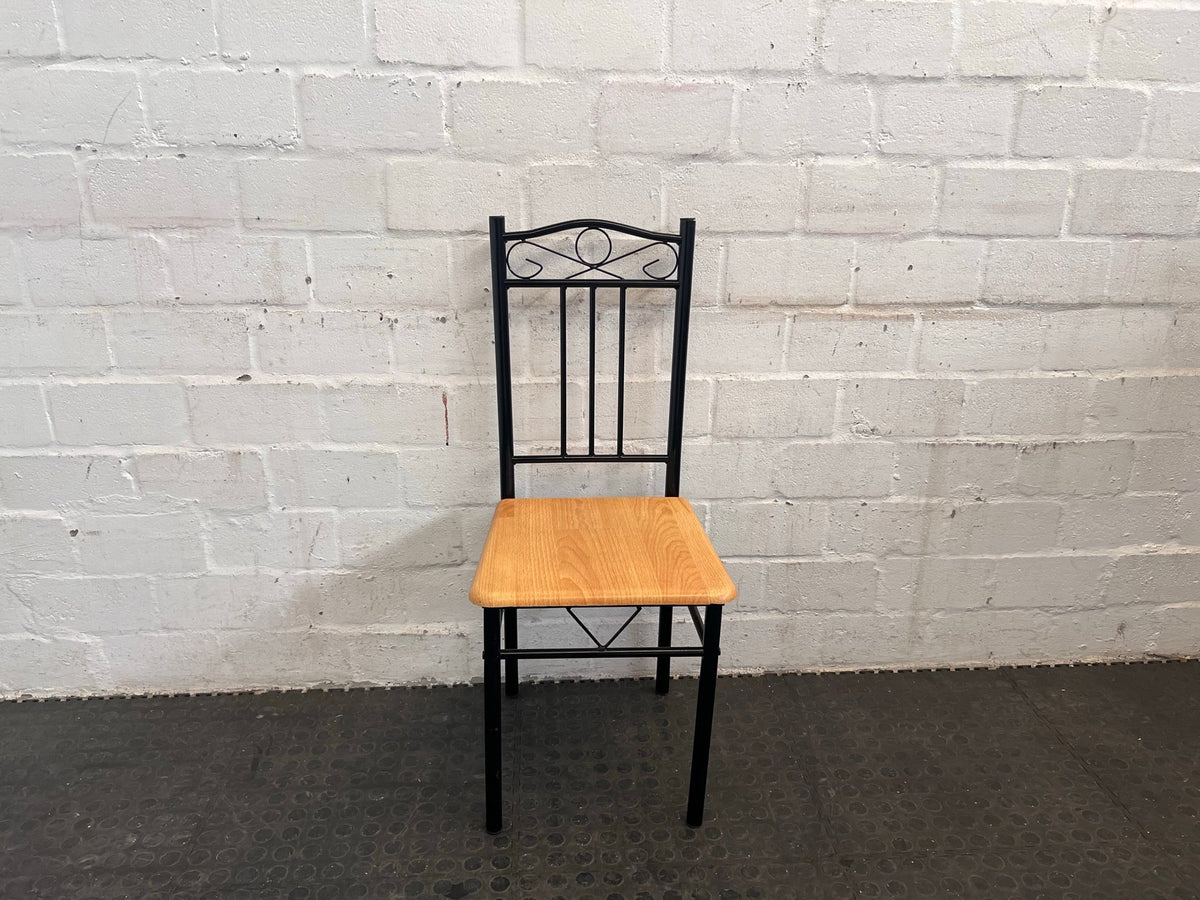 Pine Seat Dining Chair with Black Frame - PRICE DROP