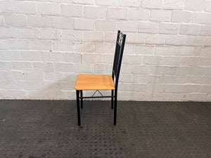 Pine Seat Dining Chair with Black Frame - PRICE DROP