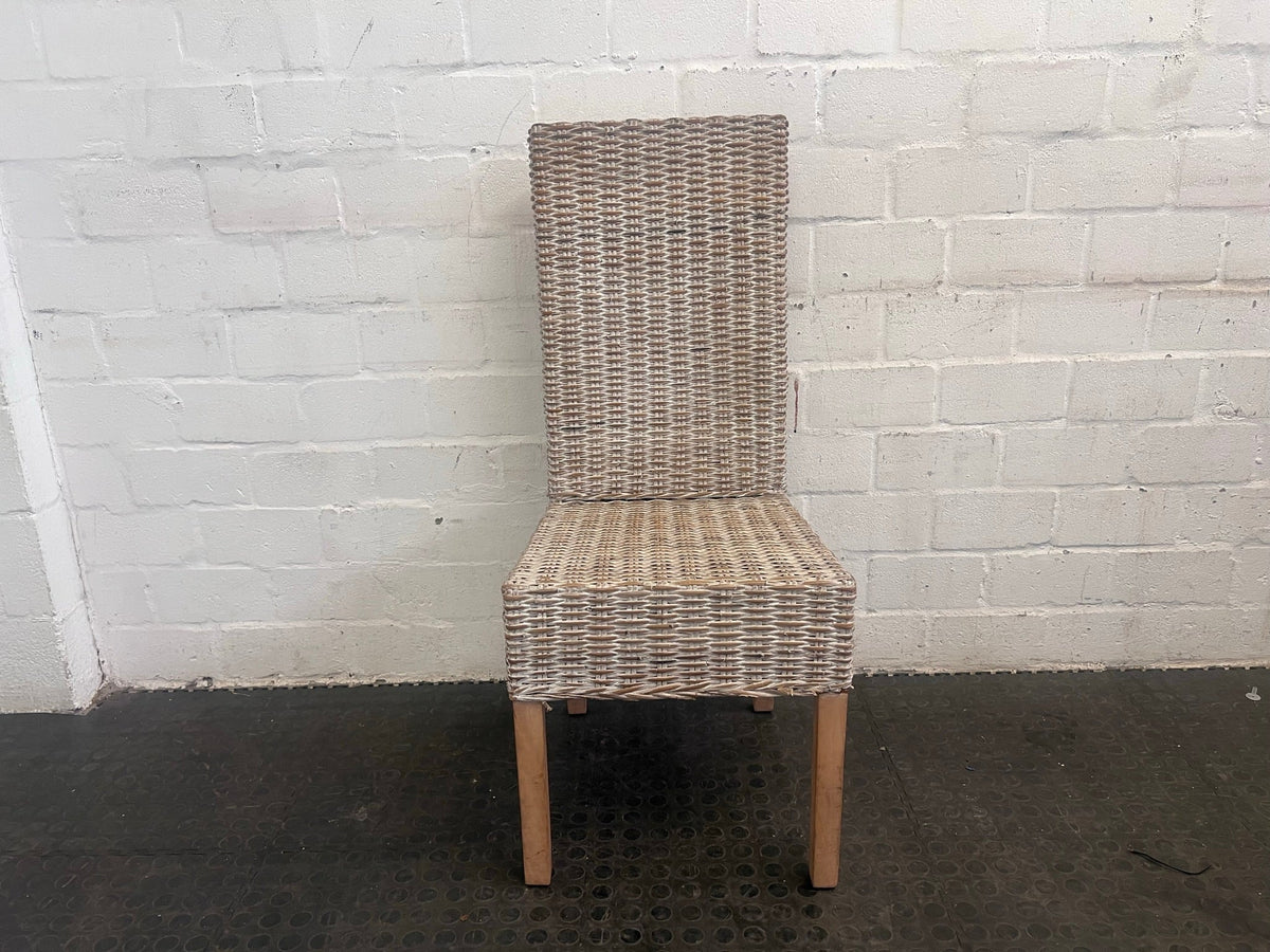 Wicker Whitewash Dining Chair - PRICE DROP