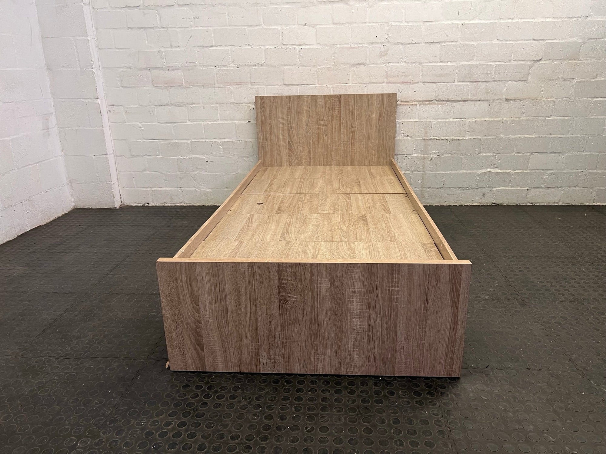 Tan Wood Print Single Bed Base - REDUCED