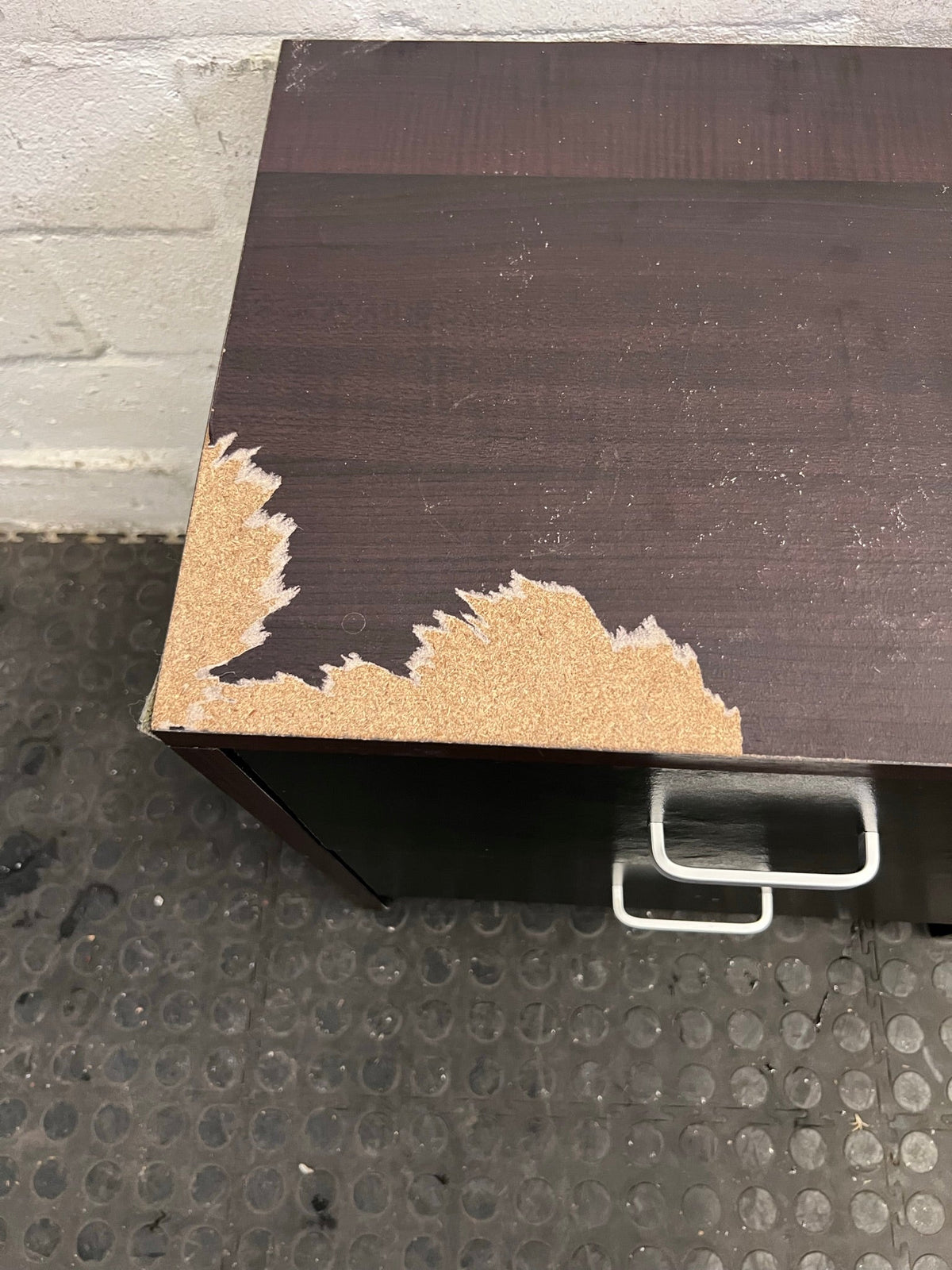 2 Drawer Dark Wood Bedside Table (Needs Repair/Upkeep) - REDUCED - PRICE DROP