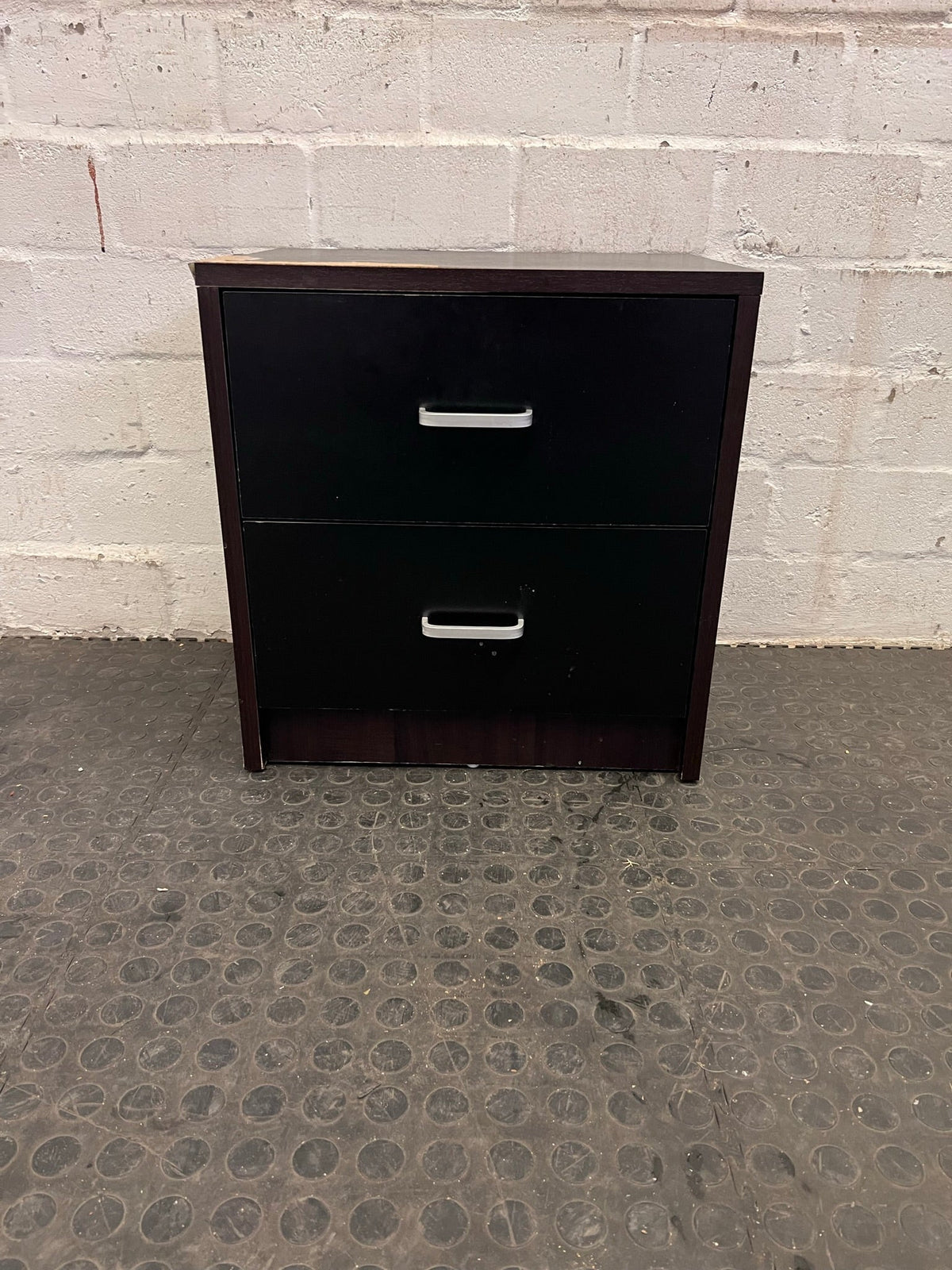2 Drawer Dark Wood Bedside Table (Needs Repair/Upkeep) - REDUCED - PRICE DROP