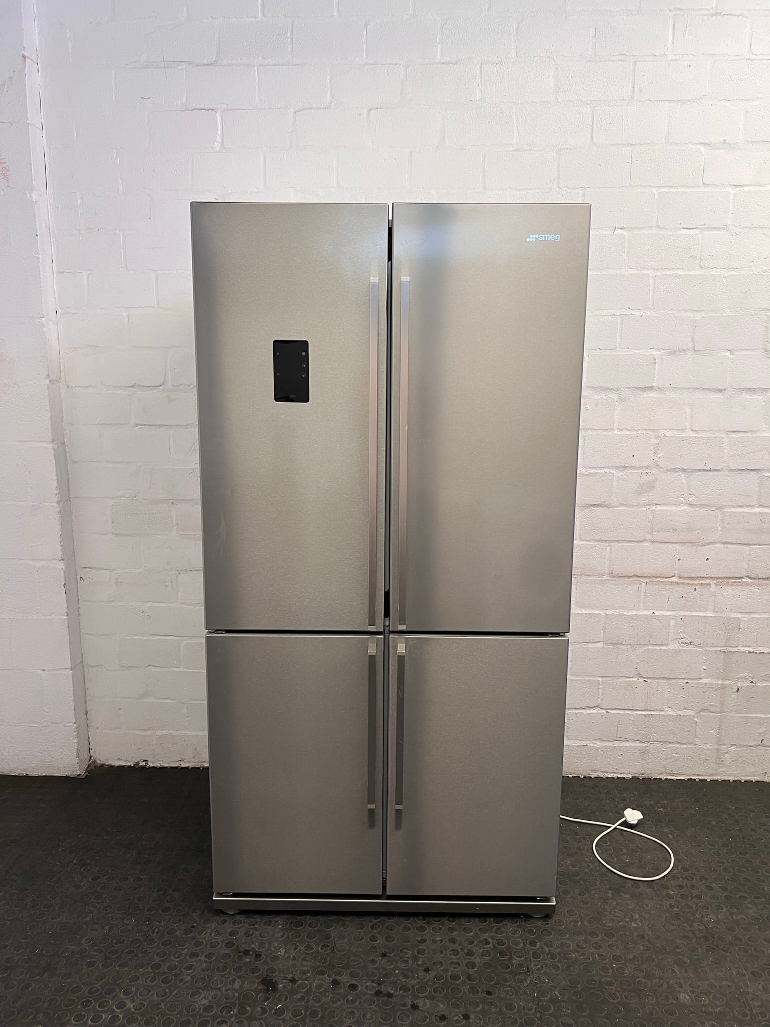 Silver Smeg Double Door Fridge Freezer (Note: Bottom Right Compartment Cools But Not To Freezing & Rattles)