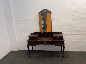 5 Drawer Ball and Claw Wooden Dressing Table with Mirror