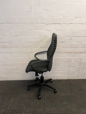 Black and Beige Striped Swivel Office Chair