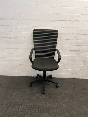 Black and Beige Striped Swivel Office Chair
