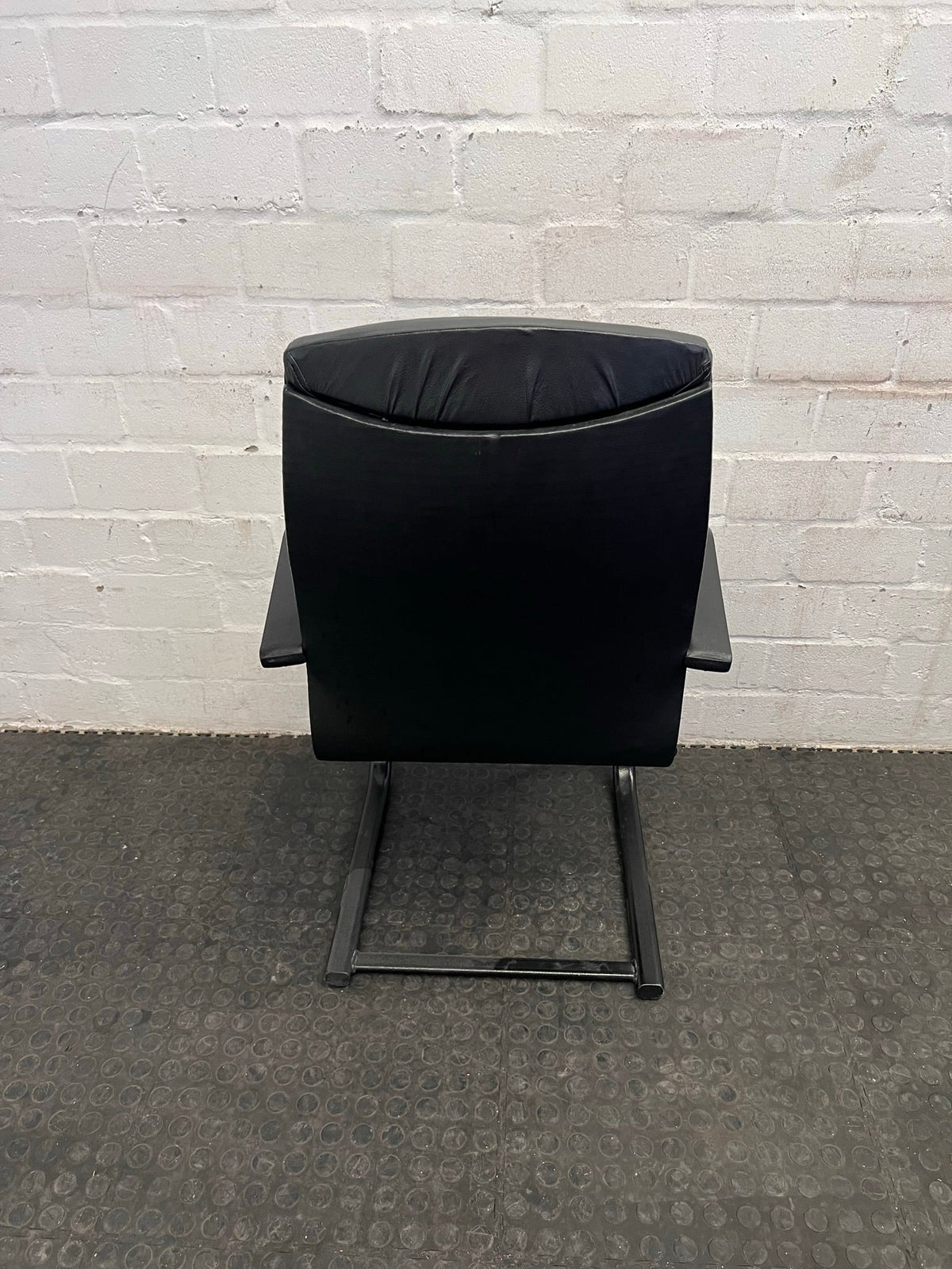 Black Pleather High Back Office Visitors Chair - 2ndhandwarehouse.com
