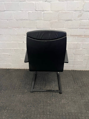 Black Pleather High Back Office Visitors Chair
