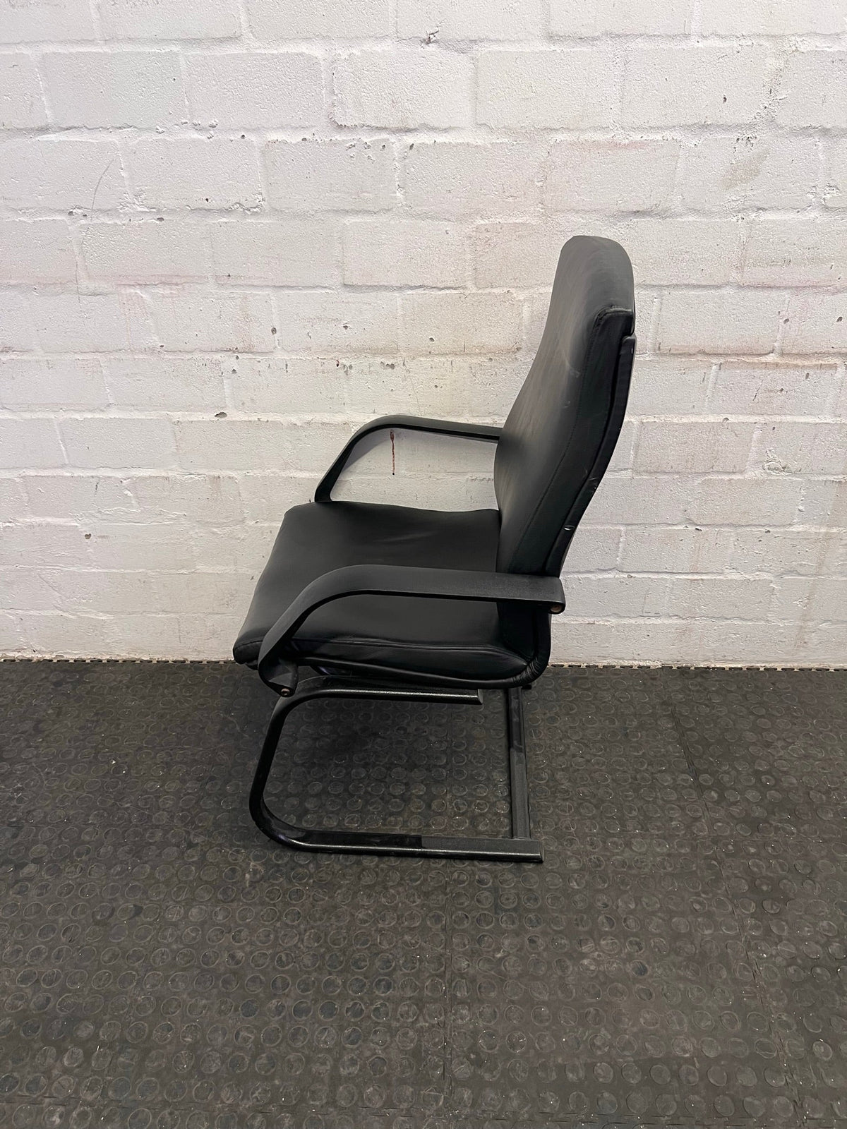 Black Pleather High Back Office Visitors Chair - 2ndhandwarehouse.com