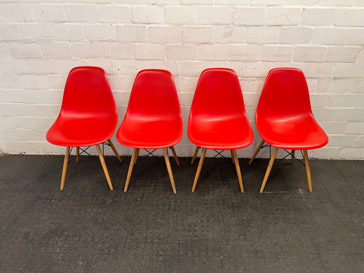 Red Dining Chair with Wooden Legs - PRICE DROP