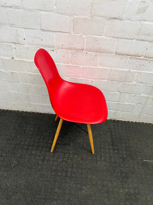 Red Dining Chair with Wooden Legs