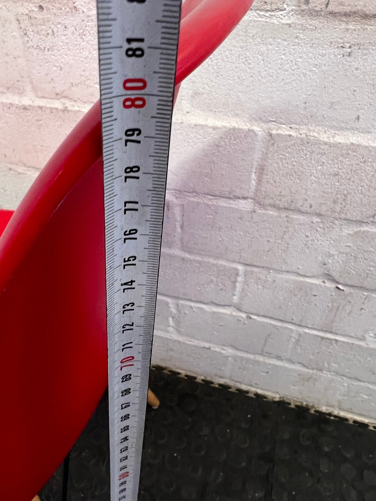 Red Dining Chair with Wooden Legs (Cracked Seat) - PRICE DROP