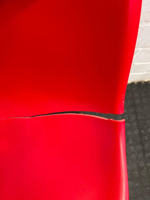 Red Dining Chair with Wooden Legs (Cracked Seat)