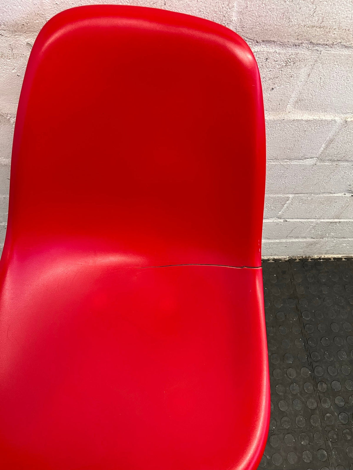 Red Dining Chair with Wooden Legs (Cracked Seat) - PRICE DROP