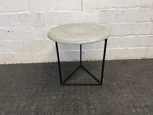 Round Cement-Top Side Table