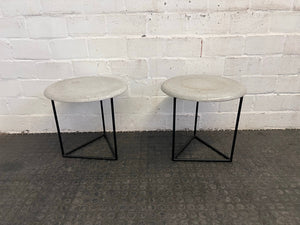Round Cement-Top Side Table