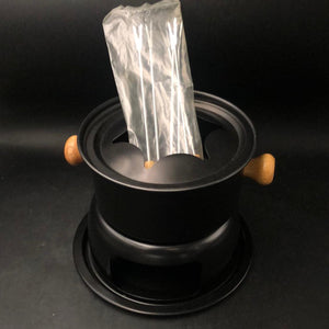 Black Non-Stick Fondue with Wooden Handles Set