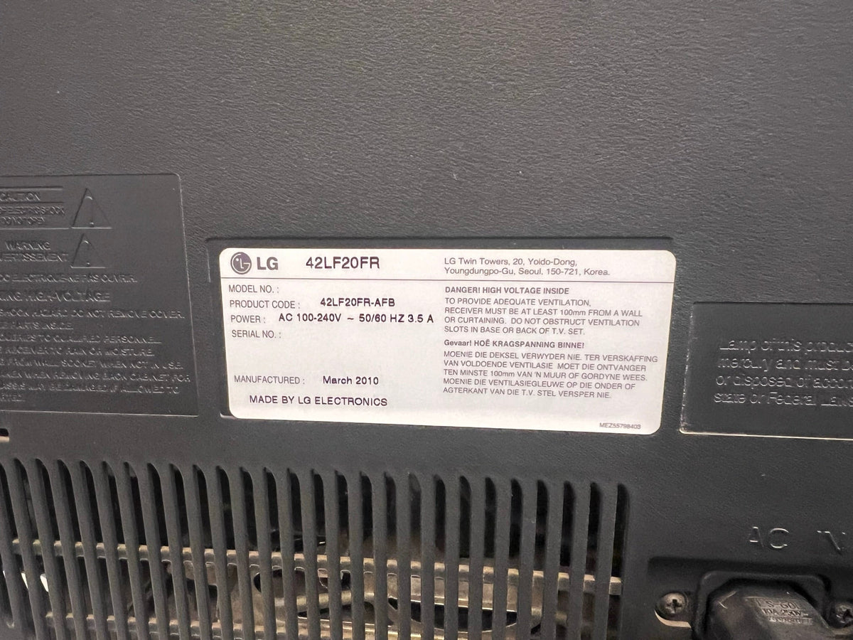 LG 42" Full HD TV ( 42lf20fr-AFB ) - No PICTURE - PRICE DROP