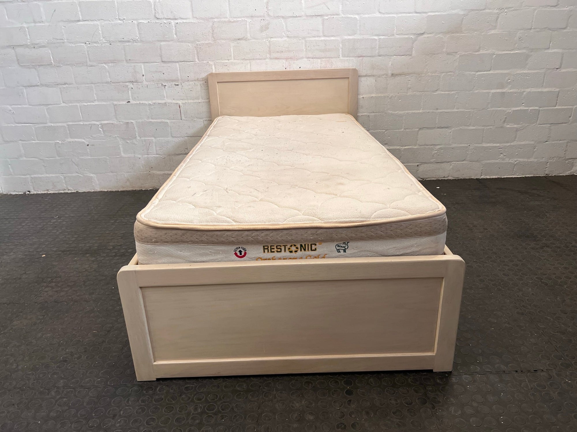Single Bed Frame with Restonic Mattress - REDUCED