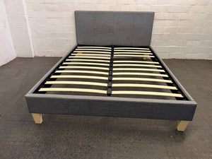 Grey Fabric Decofurn Double Bed Base