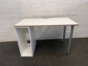 White Office Desk with Steel Legs
