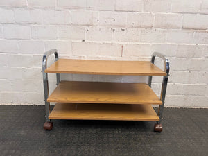 3 Tier Wooden Trolley with Steel Frame