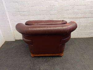 Brown One Seater Leather Couch (Peeling Pleather)