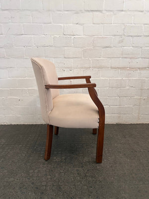 Dark Wood Cream Upholstered Dining Chair