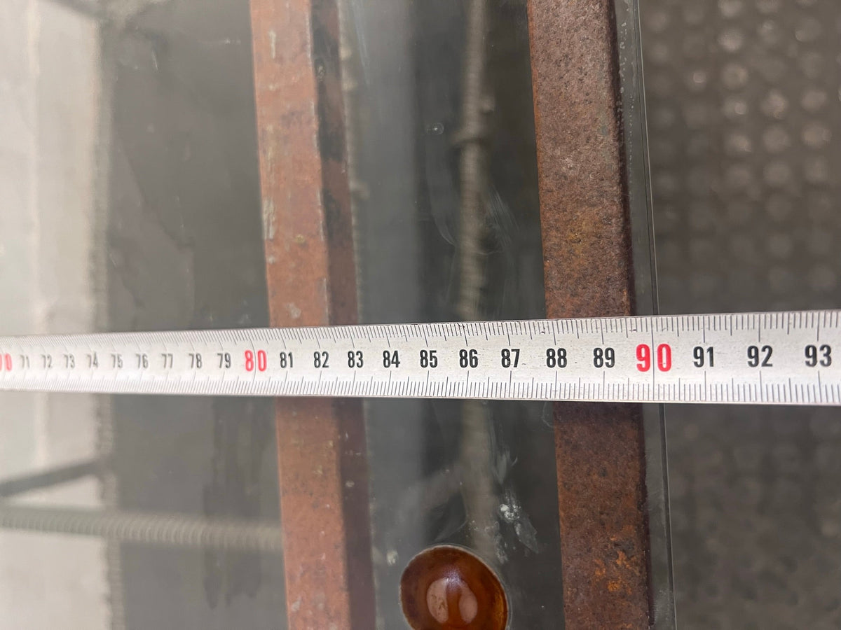 Wicker and Metal Framed Glass Top Outdoor Table (Some Rust on Metal)