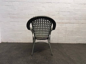 Wicker Outdoor Chair with White Cushion (Needs TLC)