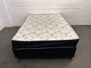 Grey and White Patterned Double Bed (Tear on Base)