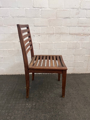Wooden Slatted Outdoor Chair (Missing Slat on the Leg)
