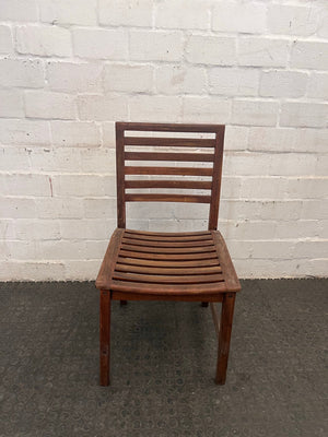 Wooden Slatted Outdoor Chair (Missing Slat on the Leg)