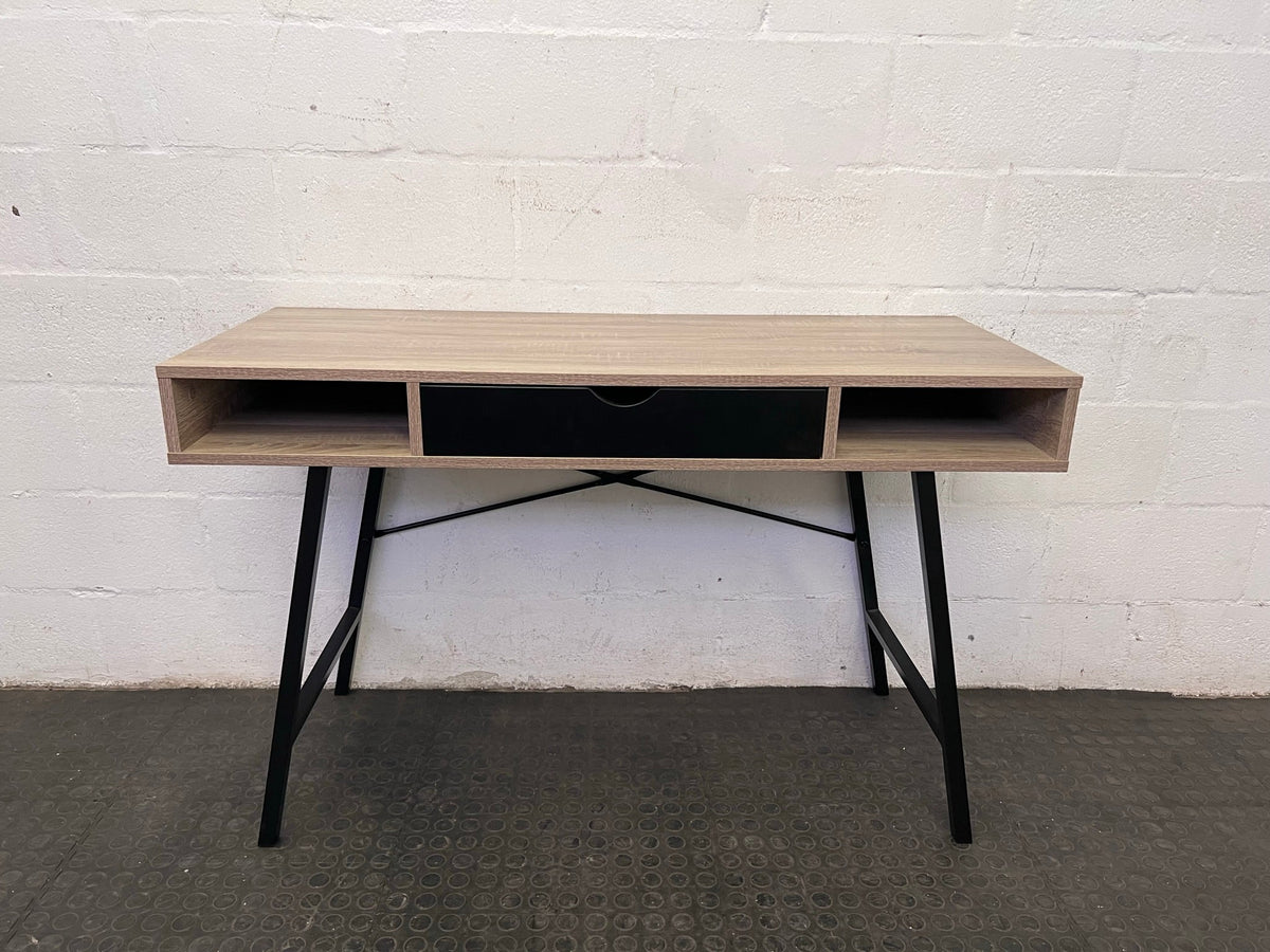 Wooden Writing Desk with a Black Drawer and Frame (Minor Chip)
