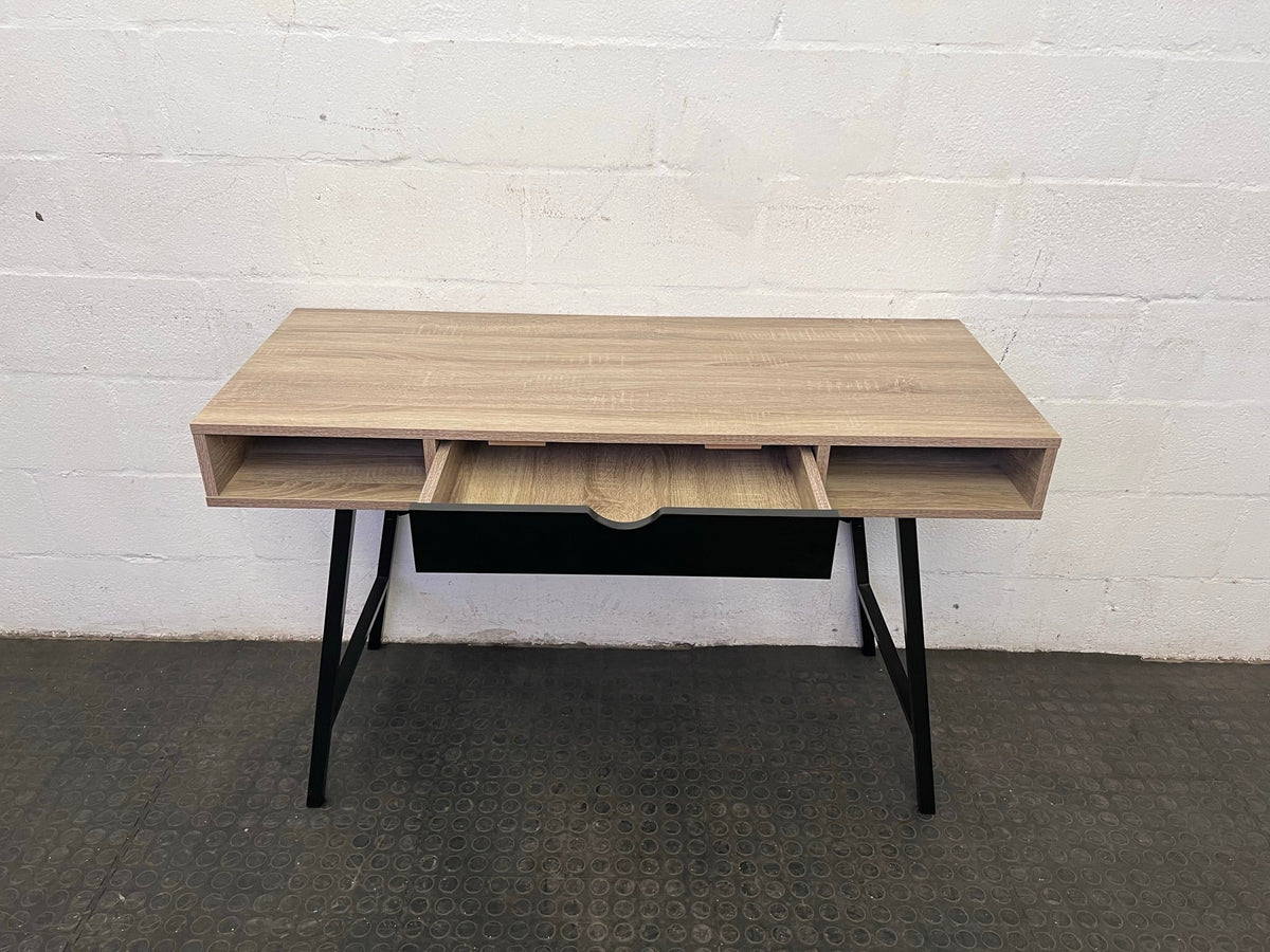 Wooden Writing Desk with a Black Drawer and Frame (Minor Chip)
