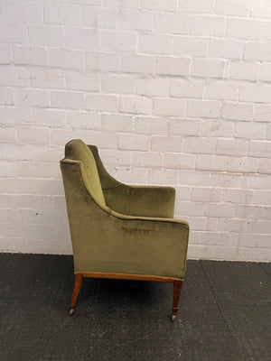 Green Suede Armchair on Wheels - REDUCED