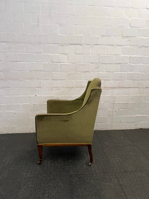 Green Suede Armchair on Wheels - REDUCED