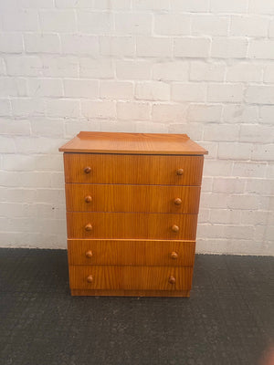 Wooden Five Drawer Doubled Handle Chest of Drawers - REDUCED