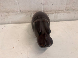 Wooden Hippo 37cm Chipped Ears