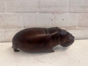 Wooden Hippo 37cm Chipped Ears