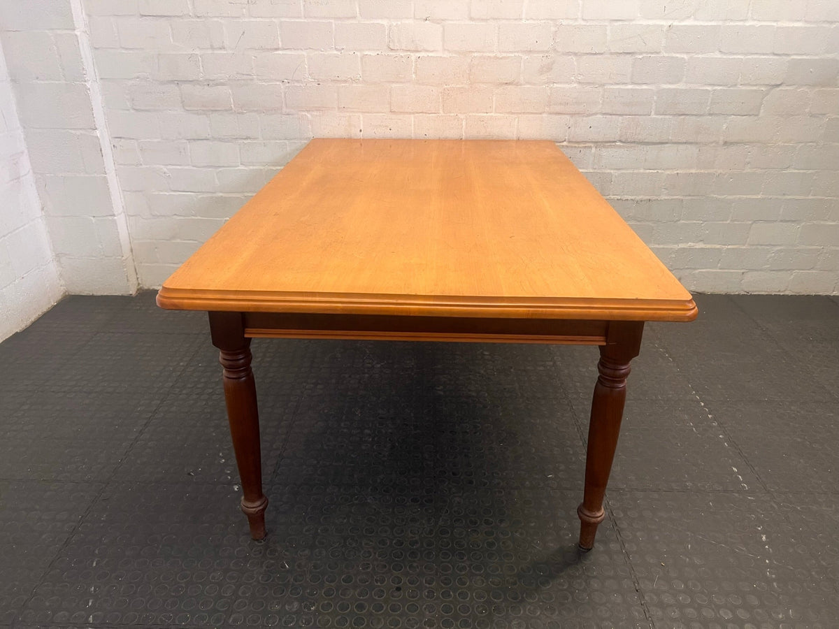 Wooden Light Oak Six Seater Dining Table with Turned Legs (1.1m x 1.78m) - REDUCED