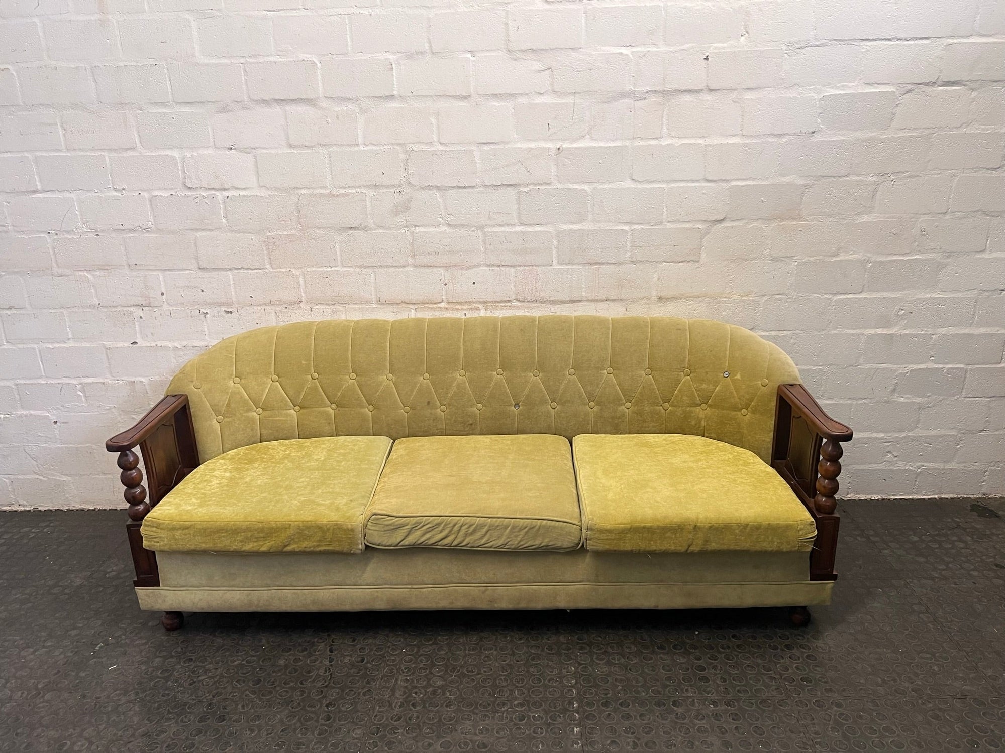 Three Seater Lime Green Suede Couch