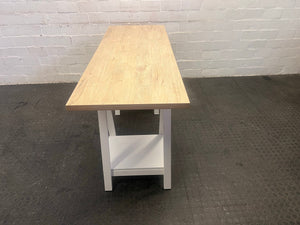 Wooden Top White Trestle-Legged Office Desk