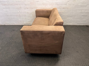 Beige Suede Two Seater Couch - REDUCED