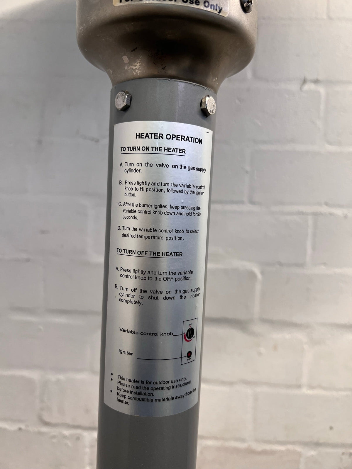 Silver Elva Outdoor Gas Heater - PRICE DROP