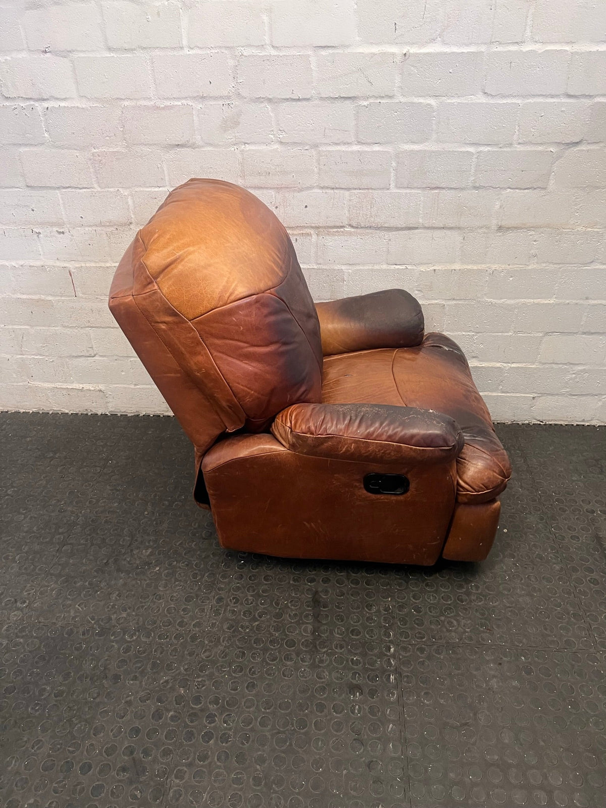 Brown Leather One Seater Recliner (Doesn't Recline)